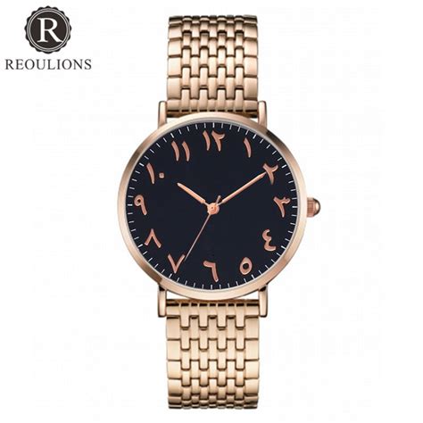 reoulions top luxury brand fashion arabic numbers watch stainless steel women watch simple dress