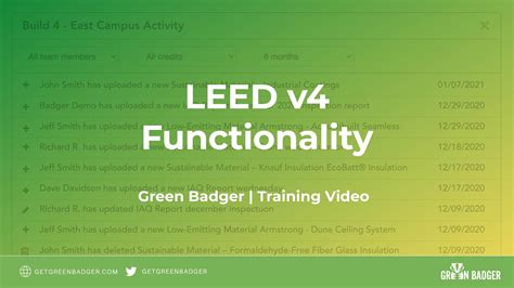 Green Badger Leed V4 Functionality Overview Youtube