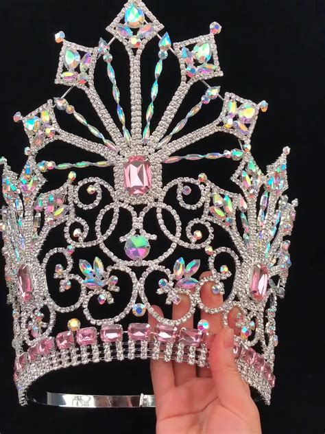 10 Inch Beauty Custom Crown Rhinestone Pageant Tall Crowns Crystal