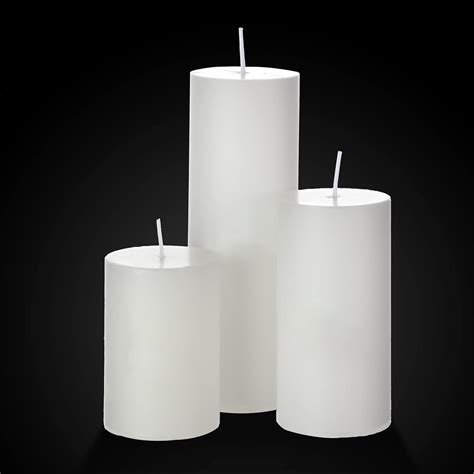 Set Of 12 White Pillar Candles And Glass Cylinder Vases Clear Cylinder
