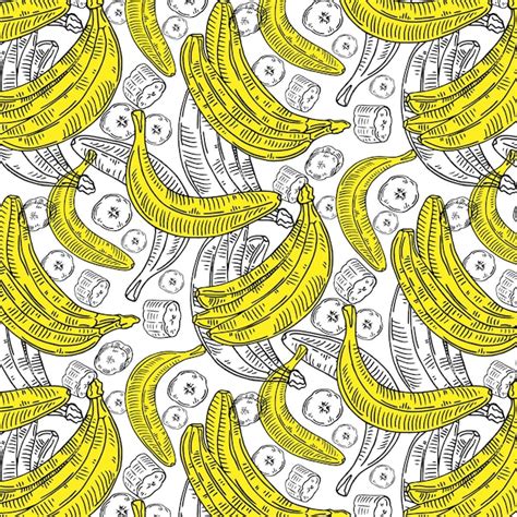 Premium Vector Bananas Seamless Pattern On A White Background Yellow