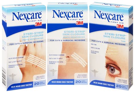 New Nexcare Steri Strip Reinforced Skin Closure White 3mm X 75mm 20