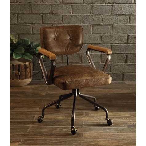 Acme Furniture Hallie Office Chair Vintage Whiskey Leather Walmart