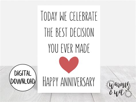 Printable Anniversary Card Funny Funny Anniversary Card For Etsy