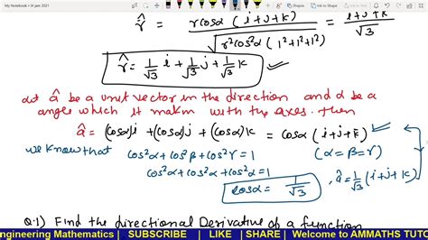 16 directional derivative along making equal angles with coordinate axex directional