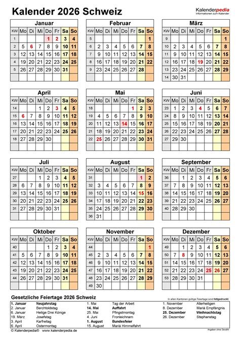 Kalender Schweiz Zum Ausdrucken Als Pdf