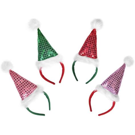 Purple Sequin Santa Hat Headband Holiday Xmas Christmas Costume Party