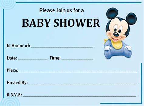Using the baby version of the character is a good … Free Printable Mickey Mouse Baby Shower Invitation ...