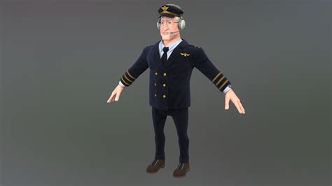 3D pilot man cartoon rigged character | CGTrader