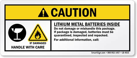 Caution Lithium Metal Batteries Inside Labels Sku Lb 4015