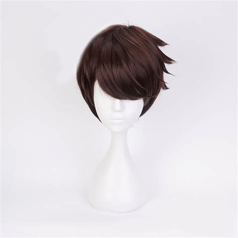 Dark Brown 30cm Short Anime Wavy Unisex Basic Hair Cosplay Wig Cap