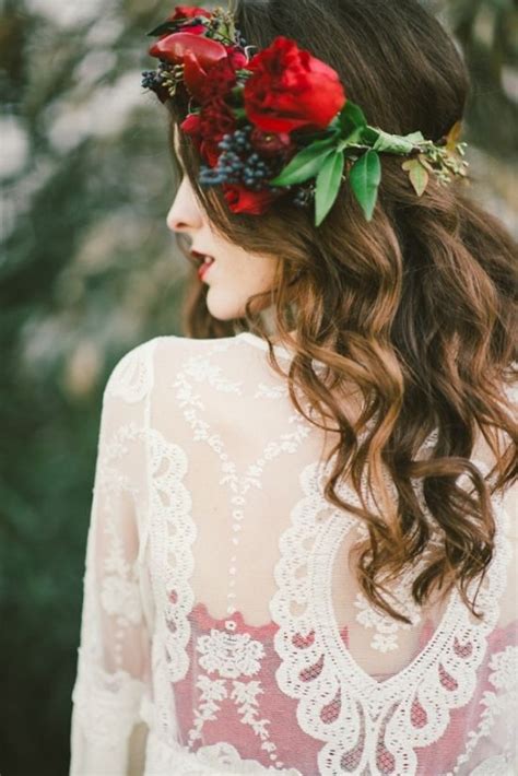 Winter Wedding Winter Red Floral Crown 2057666 Weddbook