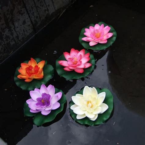 Floating Artificial Lotus Flowers Fake Plants Diy Water Lily Mariage