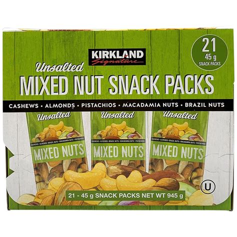 Kirkland Signature Unsalted Mixed Nut Snack Packs 21 X 45g