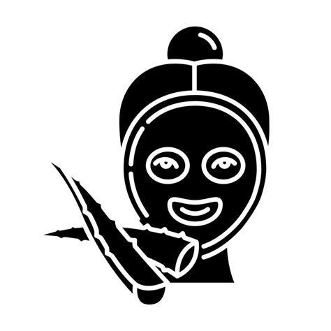 Face Sheet Mask Black Glyph Icon Female Spa Treatment Healthy