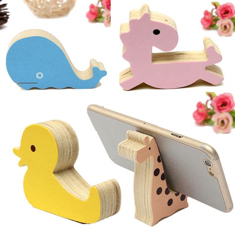 Mini Universal Wood Cute Animal Cell Phone Pad Stand Holder For Iphone