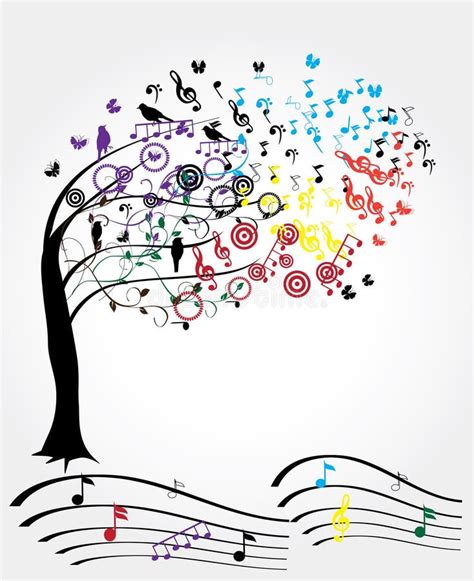 Árbol Del Estallido De Las Notas Musicales Del Color Ilustración Del