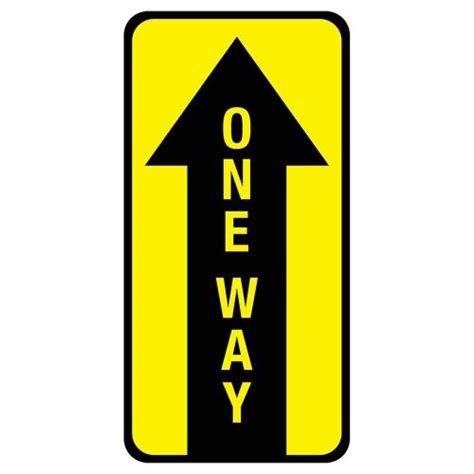 Featured Yellow And Black One Way Directional Floor Decals Fg301