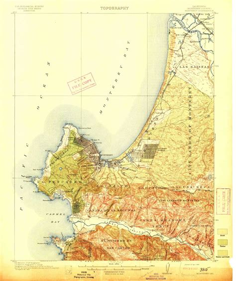 Monterey California 1913 1913 Usgs Old Topo Map 15x15 Quad Old Maps