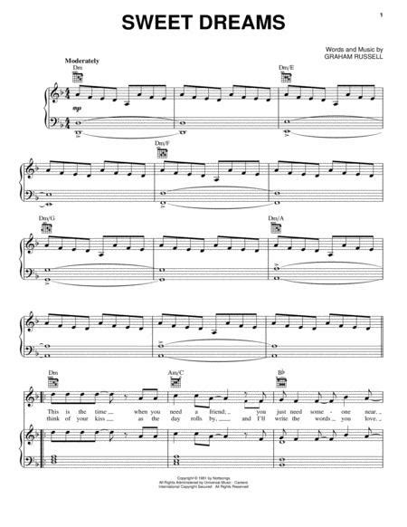 Partitions Numériques De Sweet Dreams Pour Piano Voix Et Guitare