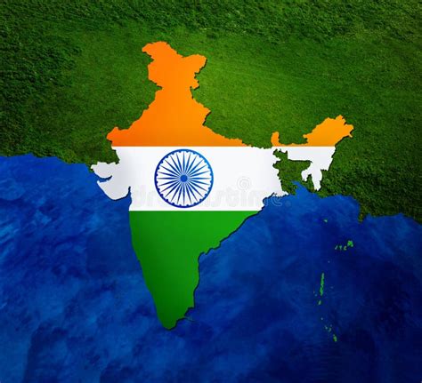 Map Of India Land Border With Flag India Map On White Background 3d