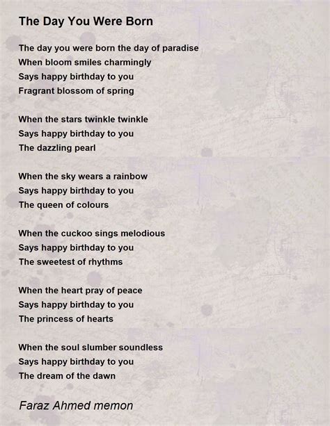 The Day You Were Born Poem By Faraz Ahmed Memon Poem Hunter