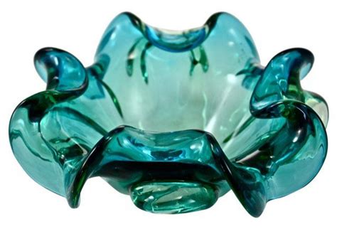 Teal Murano Art Glass Bowl Art Glass Bowl Glass Art Glass Bowl