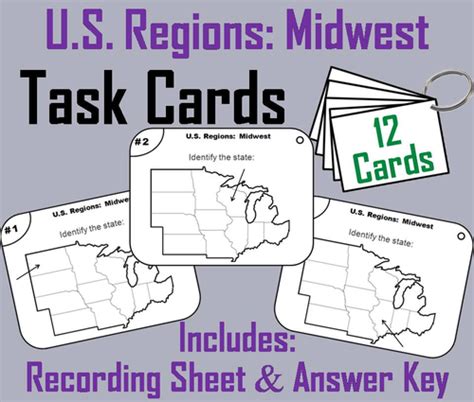 Us Geography Task Cards Midwest Region Of The United States Teaching