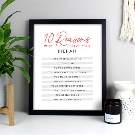 Personalised 10 Reasons Why I Love You Framed Print By The Orchard