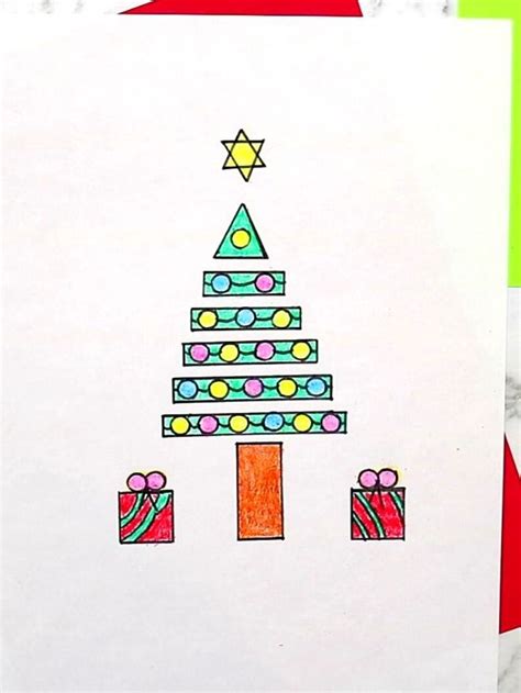How To Draw A Christmas Tree Using Shapes Story Crafts By Ria