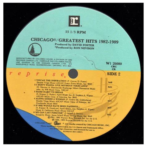 Chicago Greatest Hits 1982 1989 Vinilo