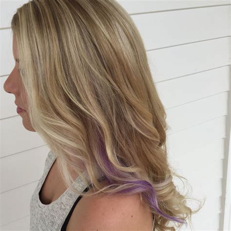Purple Peekaboo Highlight Curly Hair Cuts Medium Hair Cuts Highlights