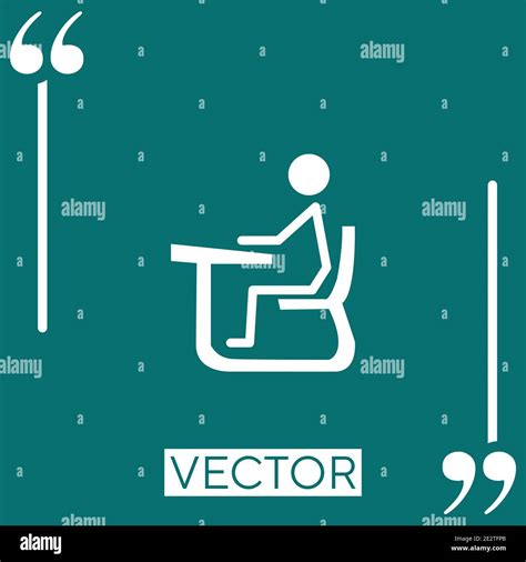 Student Of Stick Man Sitting On A Chair On Class Desk Vector Icon