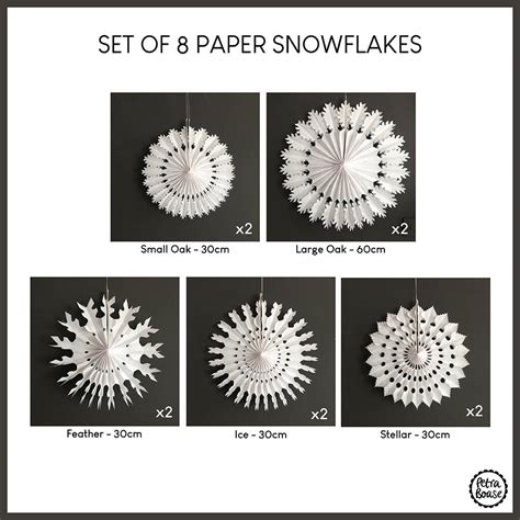 Set Of Eight White Paper Snowflake Decorations By Petra Boase Ltd