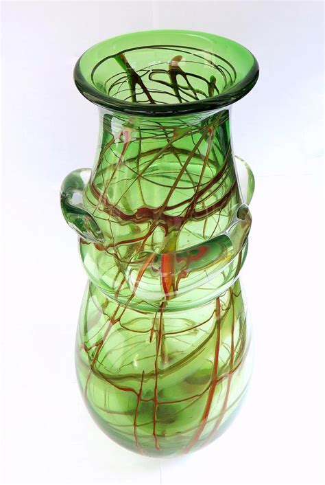 Large Murano Glass Vase In Green And Multicolor