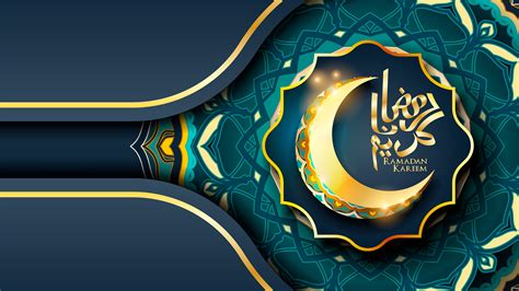 Ramadan Kareem Islamic Blue Design With Crescent Moon 697868 Vector Art