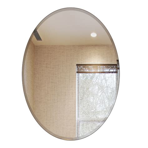 Buy 22 X 39 Inch Oval Beveled Polish Frameless Wall Mirror With Hooks
