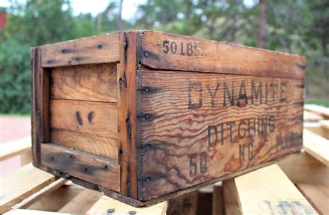 Antique Crate Dynamite Ditching Wood Shipping Crate