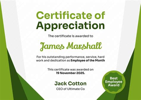 Appreciation Certificate For Employee Piktochart