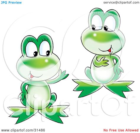 Clipart Illustration Of Two Cute Chatty Green Frogs Talking By Alex