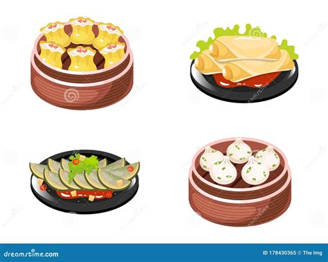 Chinese Dishes Color Icons Set Stock Vector Illustration Of Design