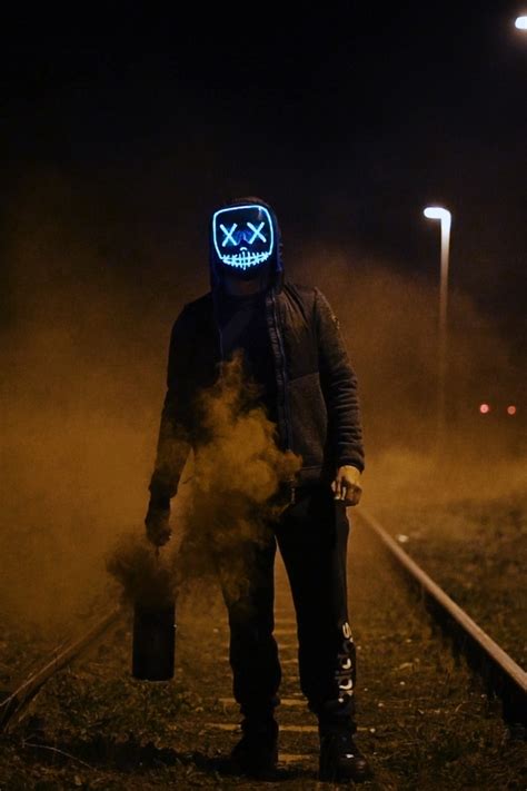 640x960 Mask Guy Walking On Railroad Iphone 4 Iphone 4s Hd 4k