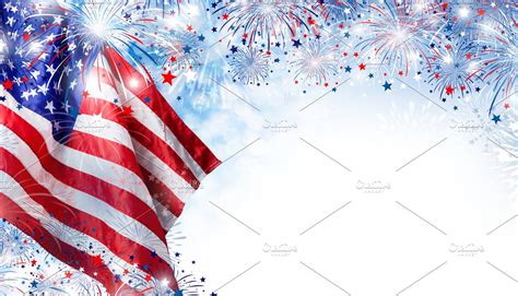 Usa Flag With Fireworks High Quality Holiday Stock Photos ~ Creative