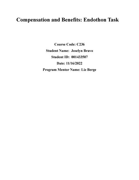 C236 Endothon Task 1 Task 1 Compensation And Benefits Endothon