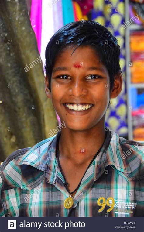 Smiling Indian Boy Pondicherry Puducherry Tamil Nadu India Stock