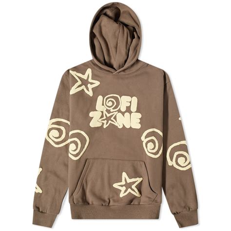 lo fi all over shapes hoodie washed brown end