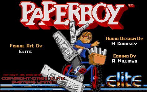 Paperboy 1989 By Elite Atari St Game