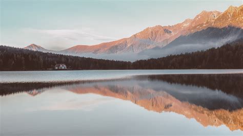 1280x720 Lakeside Mountain Peak Outdoors Lake Reflection Sunset 4k 720p