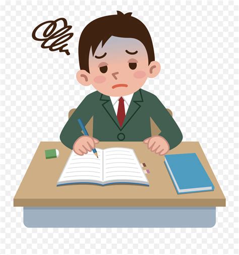 Teen Doing Homework Clipart Student Stress Png Cartoonhomework