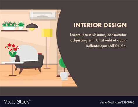 Interior Design Website Banner Template Royalty Free Vector